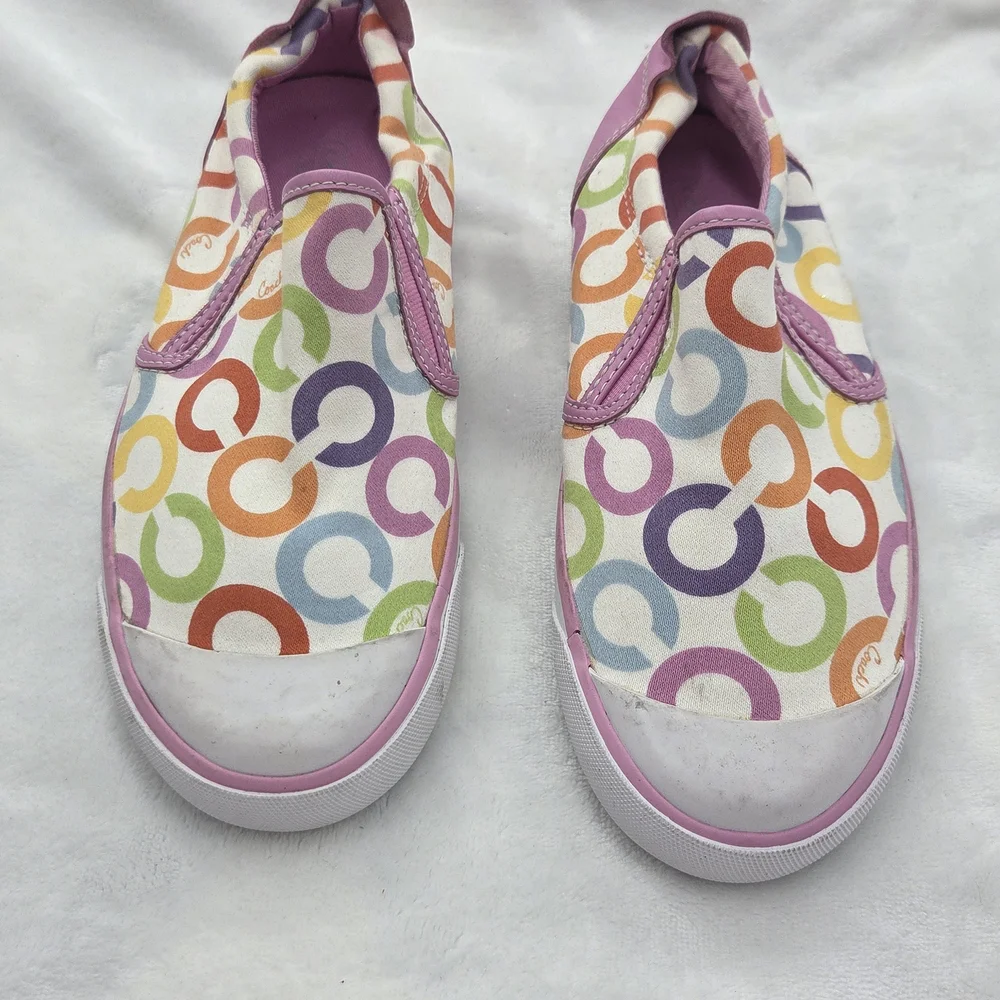 Coach‎ Leatherware Slip-On Sneakers Multicolor C Logo Women’s 6.5B